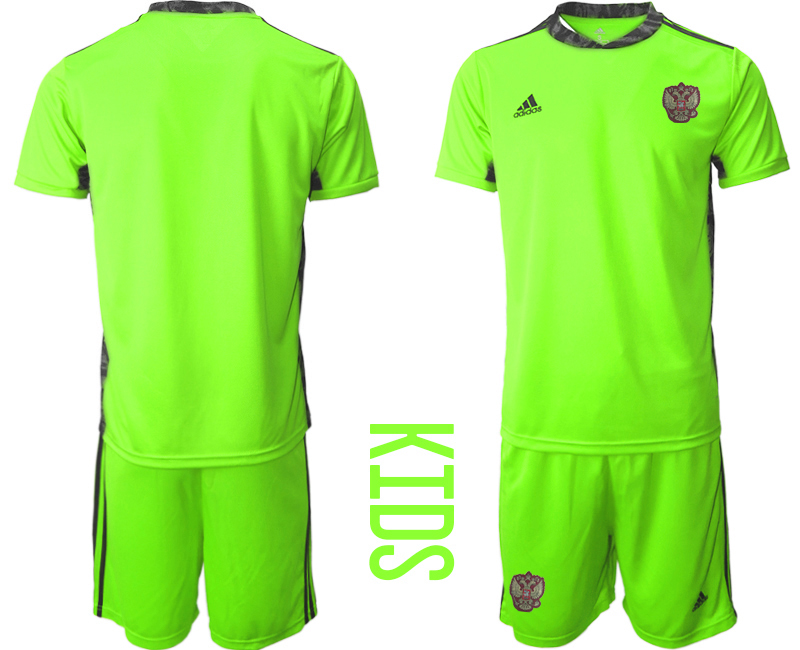 Cheap 2021 European Cup Russia fluorescent green goalkeeper Youth soccer jerseys